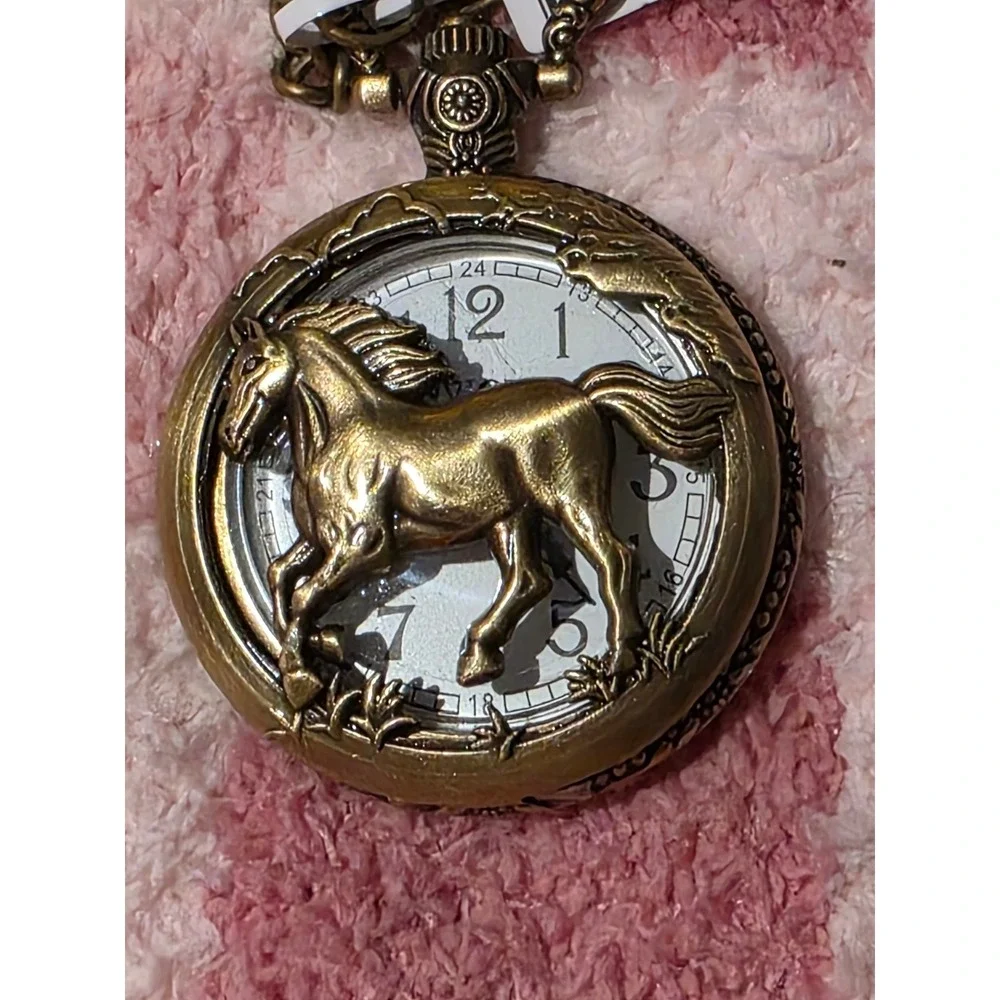 Invicta Pocket Watch Collection Antique Bronze Horse Hunter Case Equinox New
